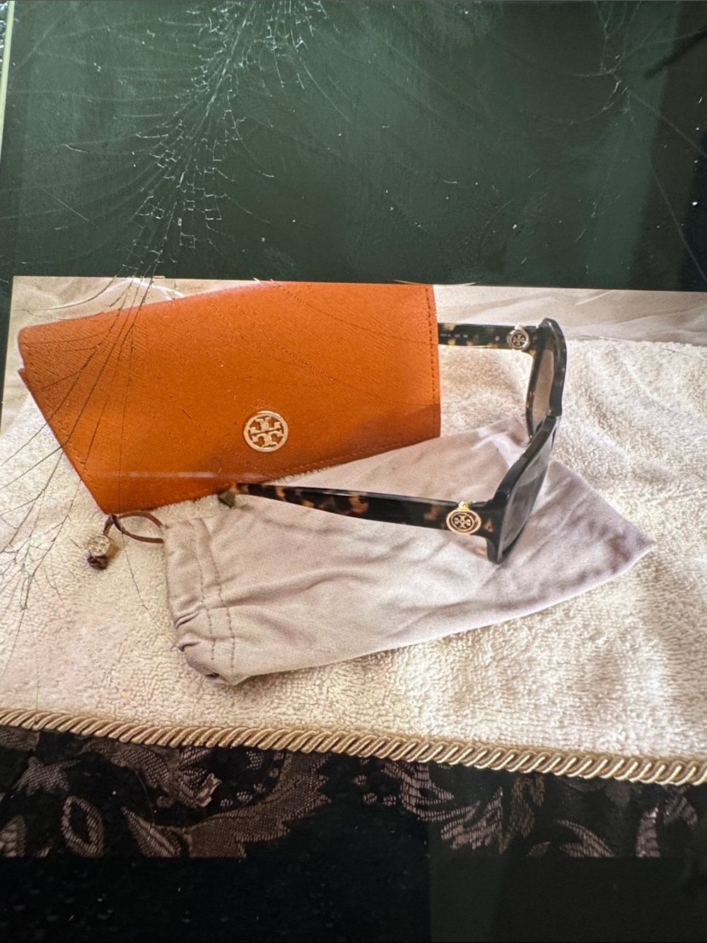 Tory Burch women’s  Tortoiseshell Sunglasses with Orange Case